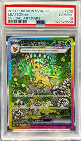 Pokémon trading card featuring Leafeon ex with a PSA grading label on a white background japanese terastral festival