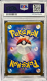 back of Pokémon trading card in a protective frame with PSA grading label