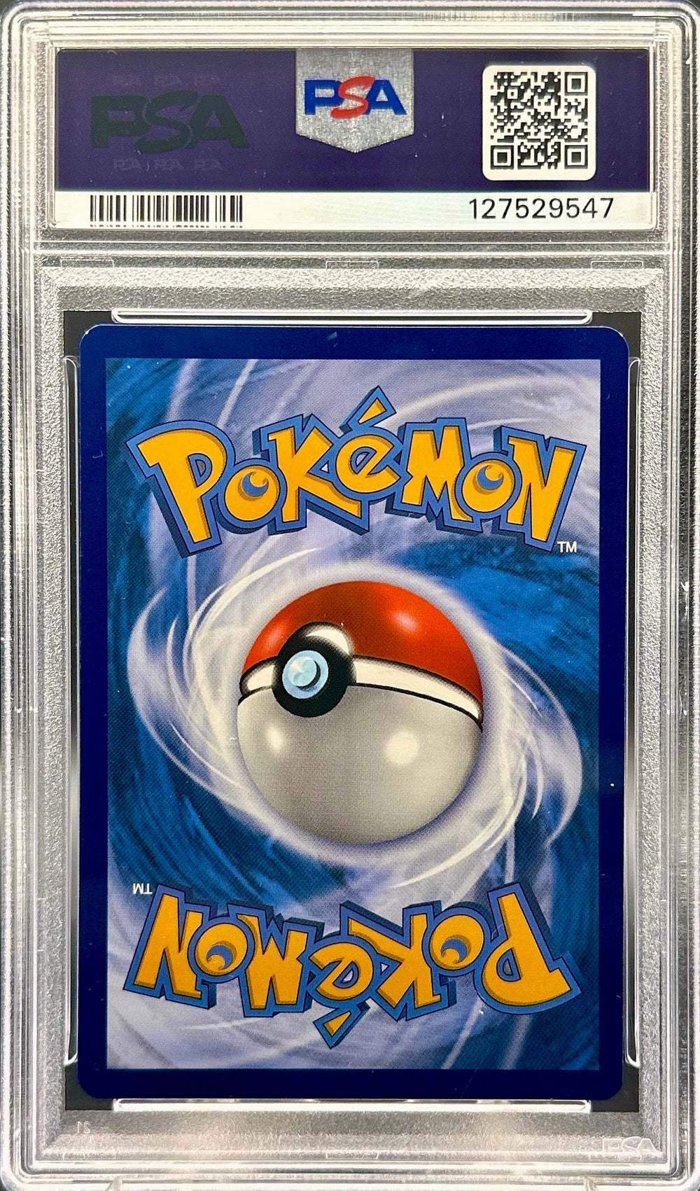 Pokémon trading card with a PSA logo on a blue background