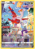 Pokémon trading card featuring Latias with colorful background