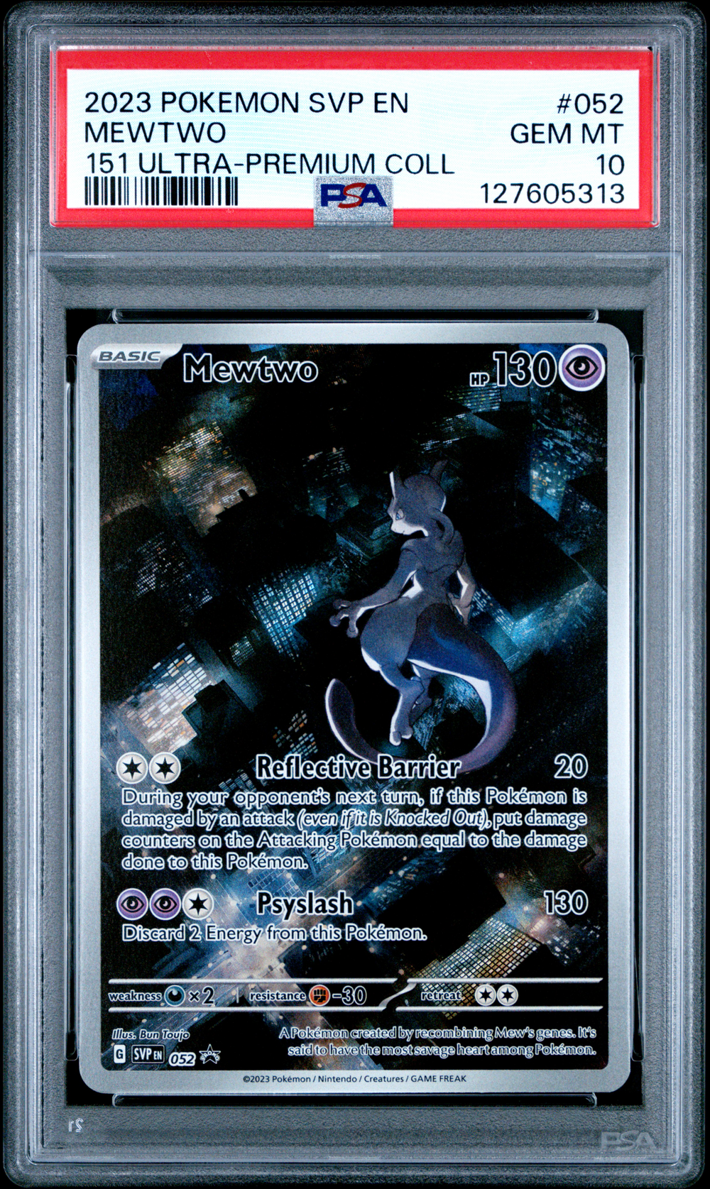 Mewtwo 151 UPC #052 PSA 10 Front