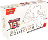 Scarlet & Violet 151 ultra premium collection with a white box and mew on the front