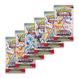 Pokémon trading card game packs with prismatic evolutions on a white background