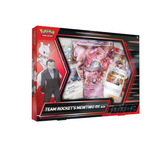 Pokémon trading card game box featuring Team Rocket's Mewtwo with cards inside
