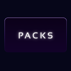 purple button with the word packs in neon
