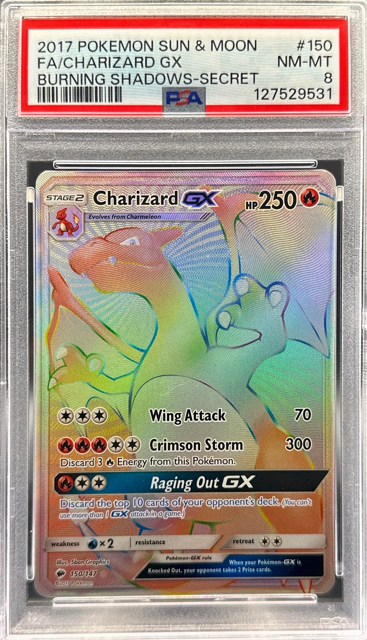 Charizard GX #150 Burning Shadows PSA 8 | Singles & Slabs Charizard GX #150 Burning Shadows PSA 8 | Singles & Slabs