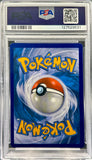 Pokémon trading card in a protective case with a PSA logo above it