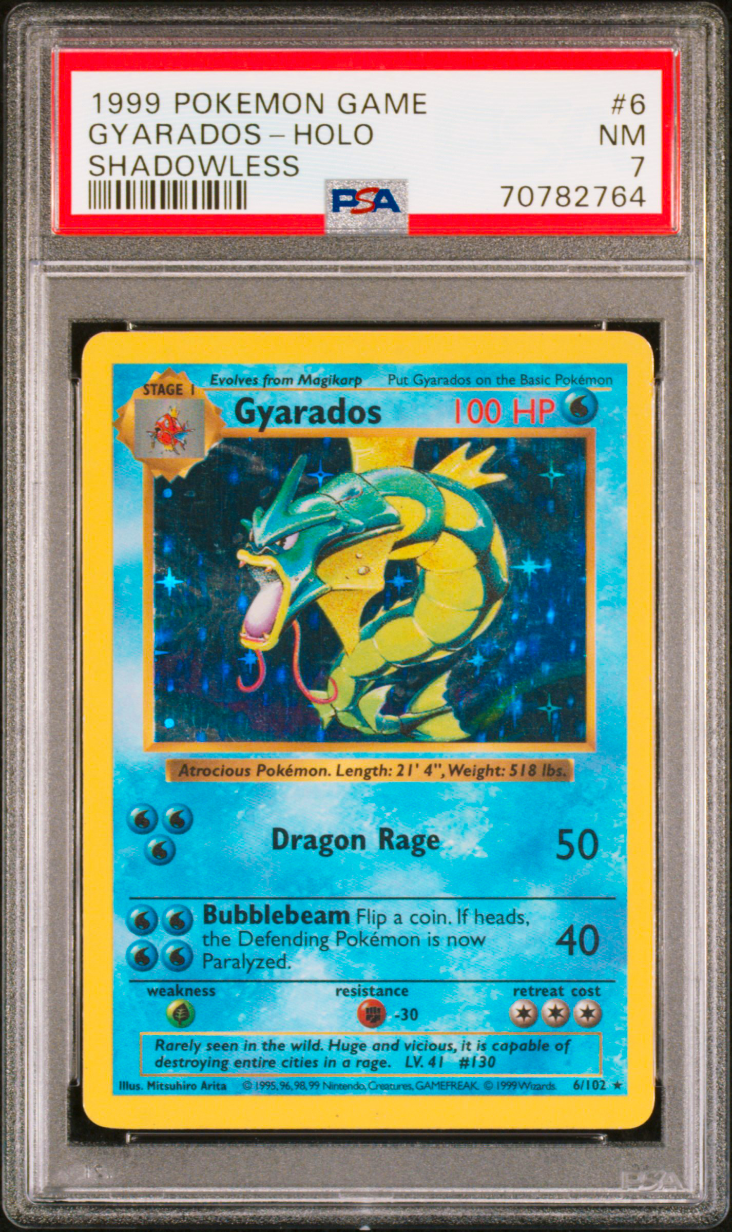 Gyarados Base Set Shadowless #6 PSA 7  Front
