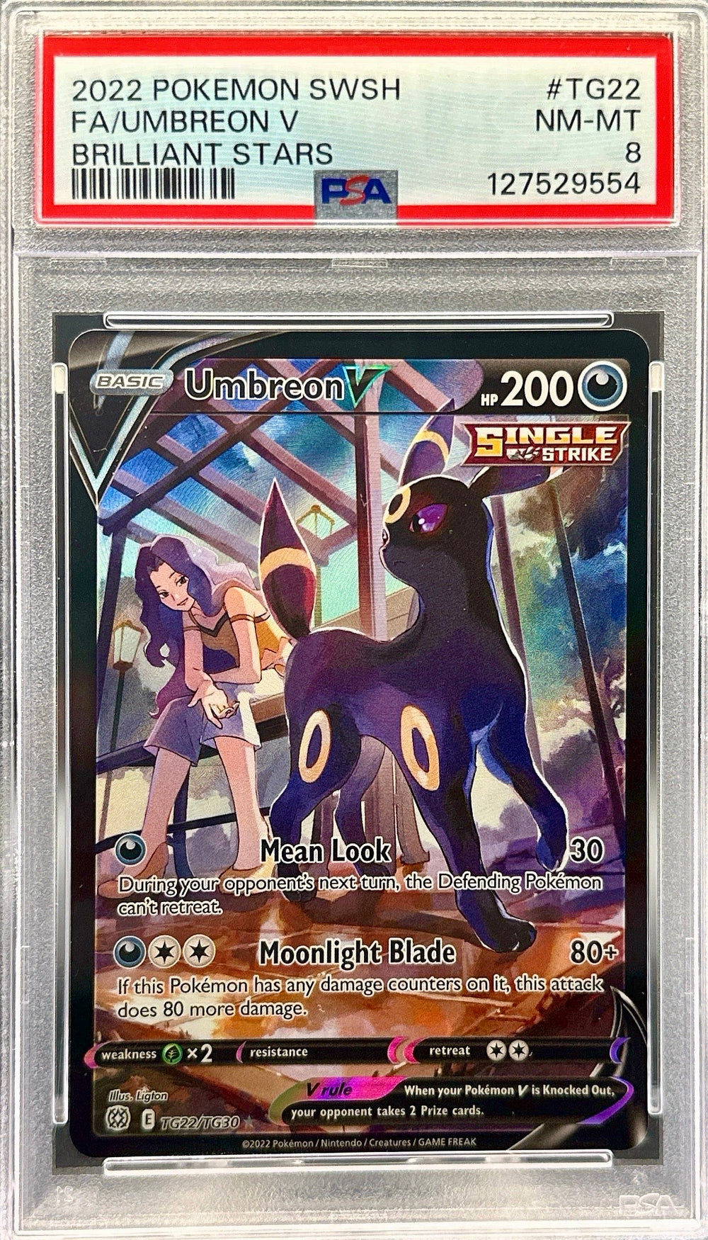 umbreon #tg22 psa 8 brilliant stars pokemon tcg
