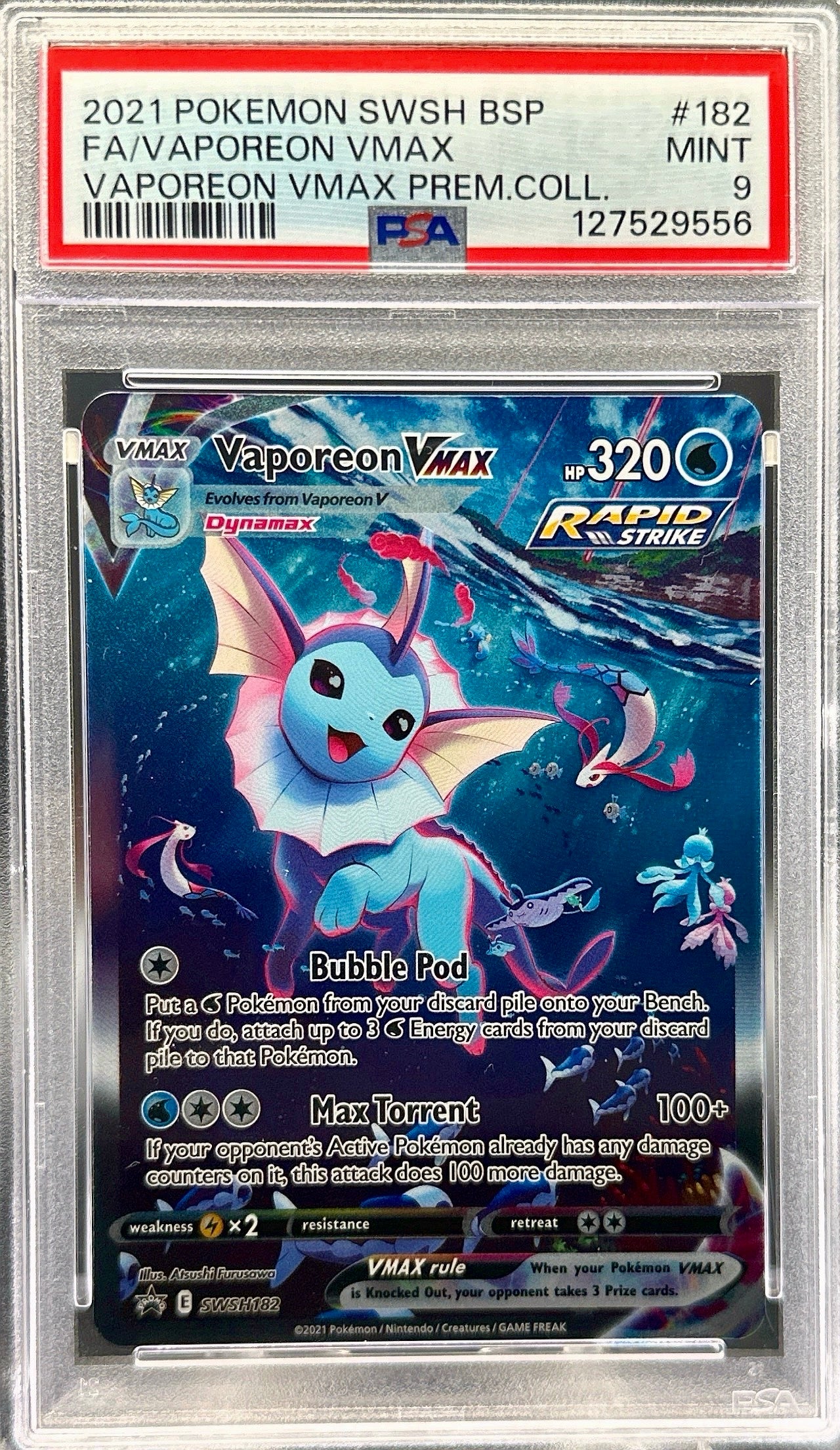 Vaporeon vmax UPC promo #182 psa 9
