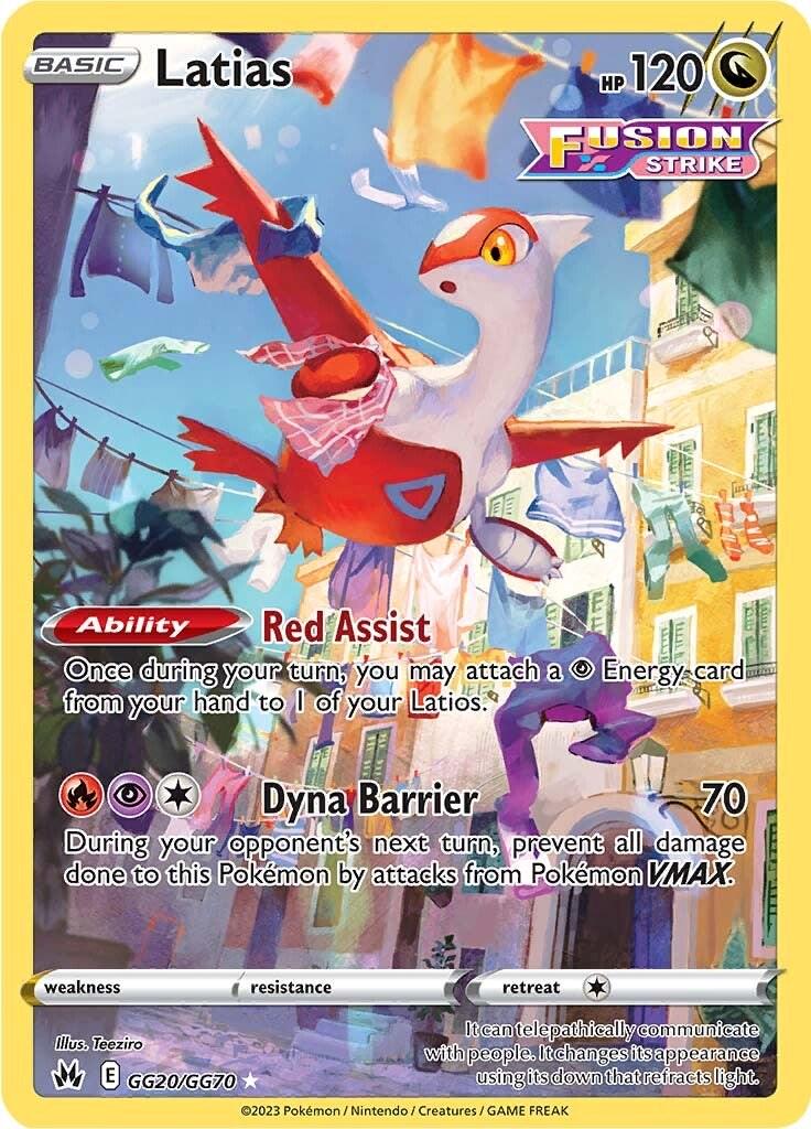 Pokémon trading card featuring Latias with colorful background