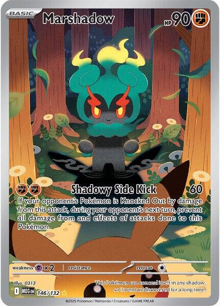 Marshadow Pokemon Single card with a marshadow and PIkachu 
