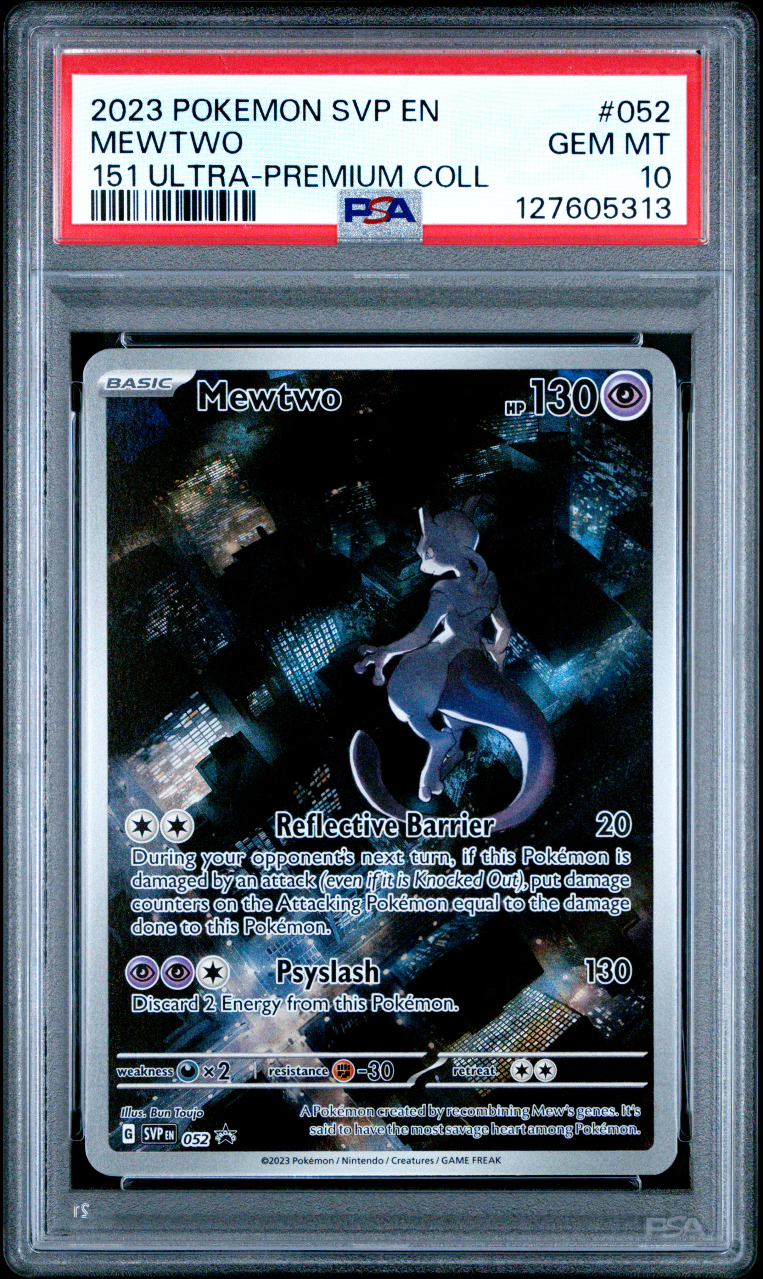 Mewtwo 151 UPC #052 PSA 10 Front