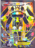 Pokémon trading card featuring Zygarde EX with colorful design and text.