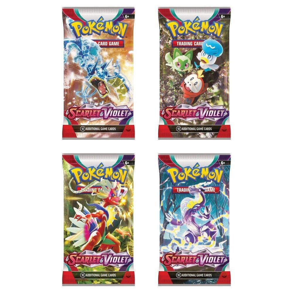 4 packs of scarlet and violet base set. Each with different pokemon
