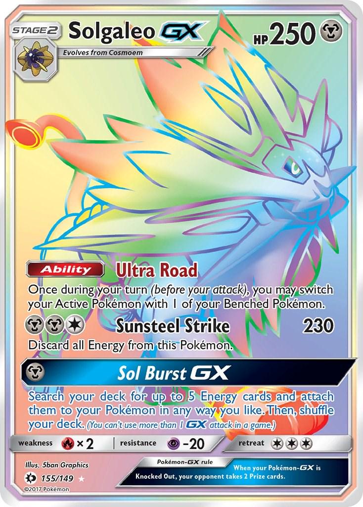 solgaleo sun and moon rainbow pokemon card

